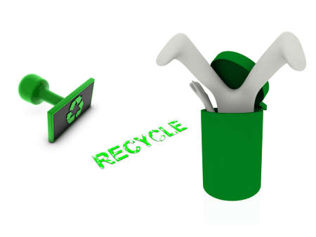 3d person in recycle binの写真素材