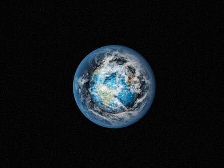 Alone blue Earth in space with clouds
