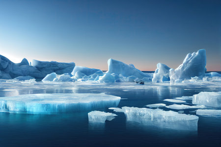 Icebergs in the glacial lagoon of Greenlandの素材