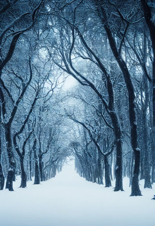 Trees in the winter forest. Beautiful winter landscape with trees.の素材