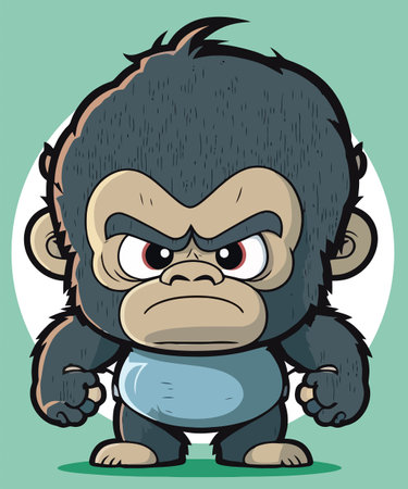 Angry Gorilla Cartoon Mascot Character Vector Illustration.のイラスト素材
