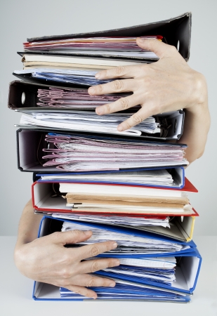 Busy officer with filesの写真素材