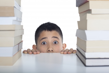 Worry student with booksの写真素材