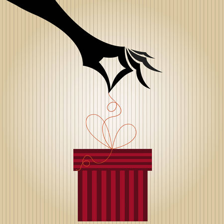 Woman hand opens gift boxのイラスト素材