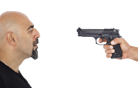 A man portrait and a gunの写真素材