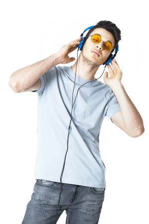 Listening musicの写真素材