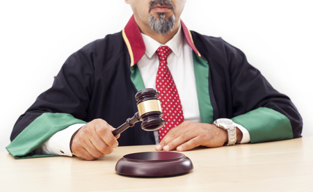 Judge knocking gavelの写真素材