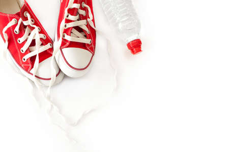 Red canvas shoesの写真素材