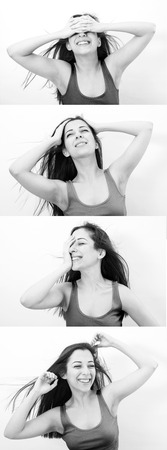 Collage of woman different facial expressionsの写真素材