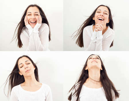 Collage of woman different facial expressions