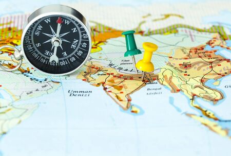 Compass on map