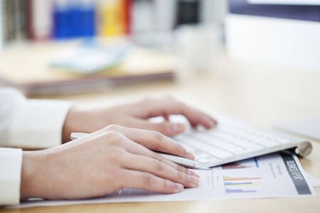 Woman hands on keyboardの写真素材