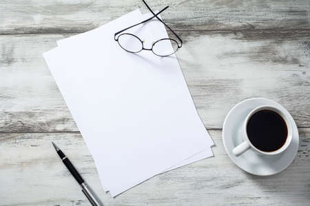 Top view of business tableの写真素材