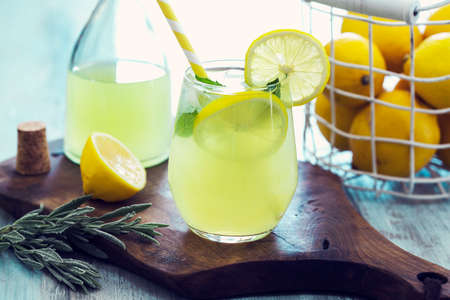 Lemonade with fresh lemonの写真素材