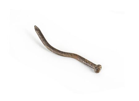 Rusty nails on white backgroundの写真素材
