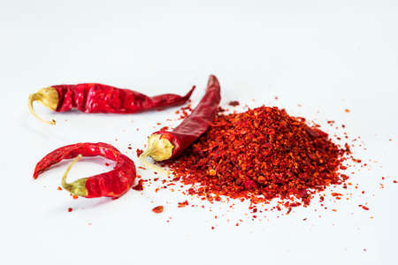 Spices and herbs on white backgroundの写真素材