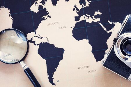 Travel concept on mapの写真素材