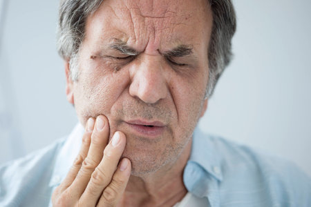 Old man with toothacheの写真素材