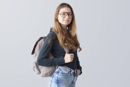 Portrait student girl look at cameraの写真素材