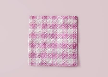 Square two colors Napkin on light pink color background
