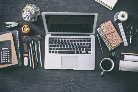 Working table on black bacground