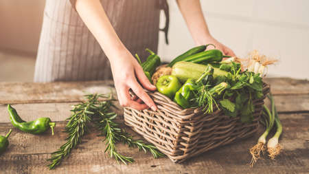 Fresh vegetables healthy food conceptの写真素材