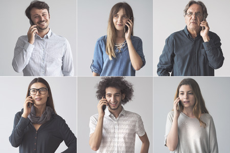 People talking on mobile phoneの写真素材