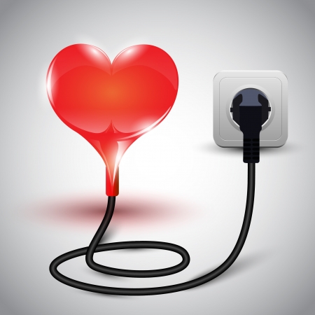 illustration of heart with power cableのイラスト素材