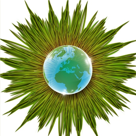 Earth with grass eco vectorのイラスト素材