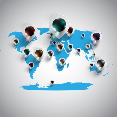 World map with pins vectorのイラスト素材