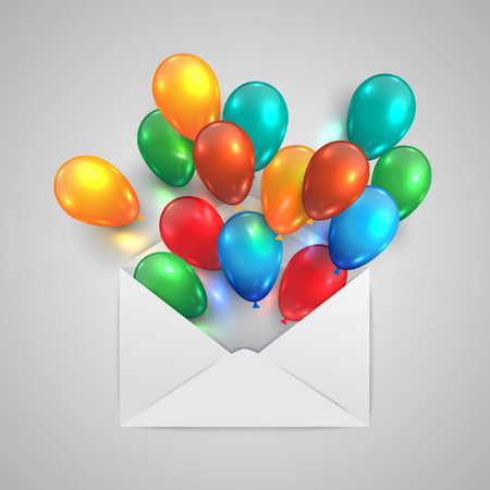 An envelope with colorful balloonsのイラスト素材