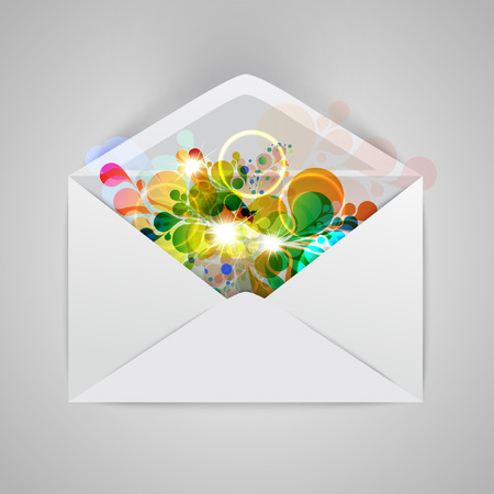An envelope with a colorful abstract illustration, vectorのイラスト素材