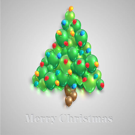 Christmas tree made by balloons, vectorのイラスト素材