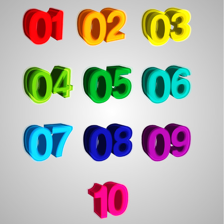 Colorful 3D numbers, vector