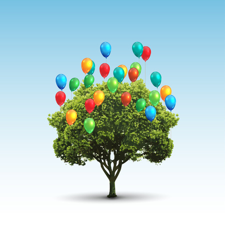 Colorful glossy balloons tree background illustrationのイラスト素材