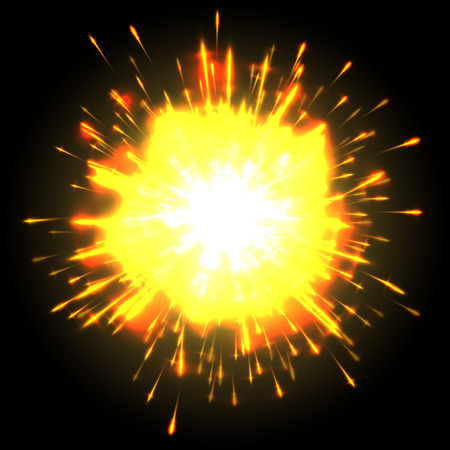 Powerful explosion on black backgroundのイラスト素材