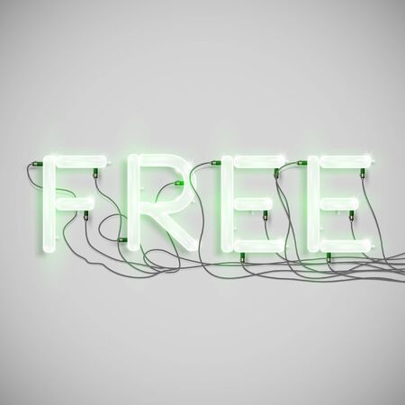Realistic neon word with wires, vectorのイラスト素材