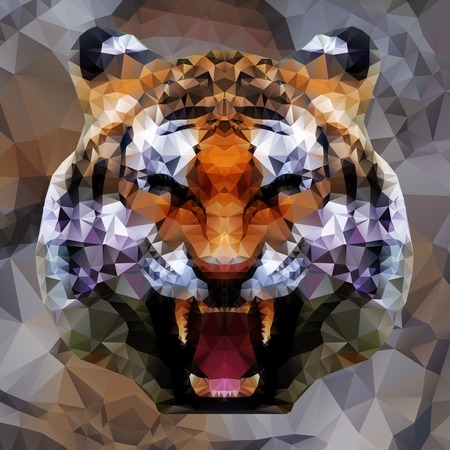 Low poly design. Tiger illustration.