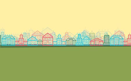 Landscape with the city, vectorのイラスト素材