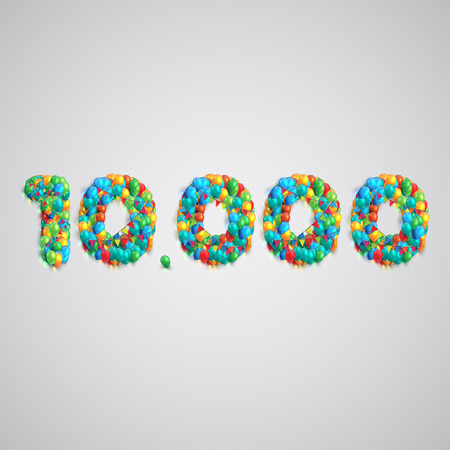 Colorful balloons forming a number, vectorのイラスト素材