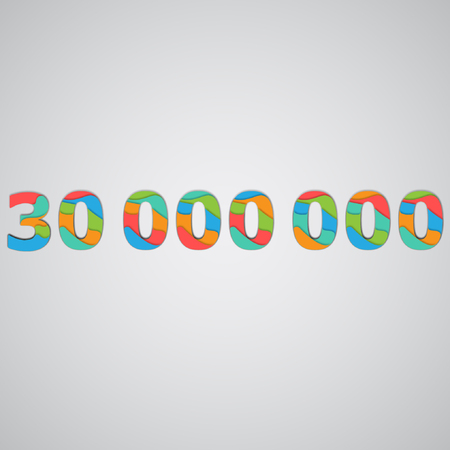 Colorful layered number, vectorのイラスト素材