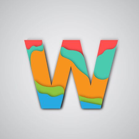 Colorful 3D layered character from the typeset, vectorのイラスト素材