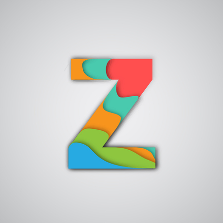 Colorful 3D layered character from the typeset, vectorのイラスト素材