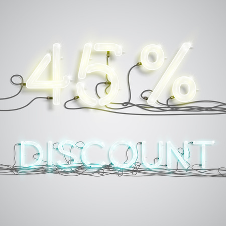 Discount illustration with neon signs, vectorのイラスト素材