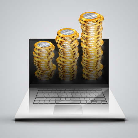 Laptop with money, vectorのイラスト素材