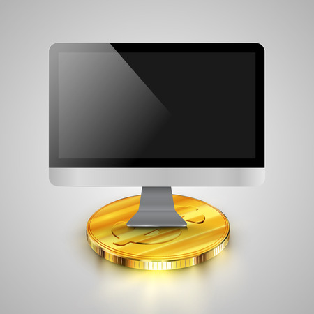 PC with money, vectorのイラスト素材