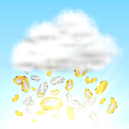 Money falling from cloud, vectorのイラスト素材