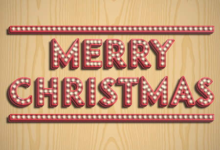 Merry Christmas on wood typography, vectorのイラスト素材