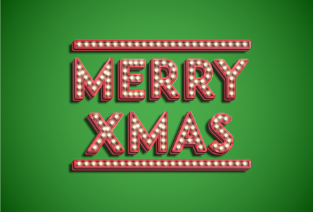 Merry Xmas typography on green background, vectorのイラスト素材