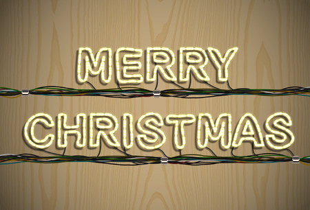 Merry Christmas on wood typography, vectorのイラスト素材